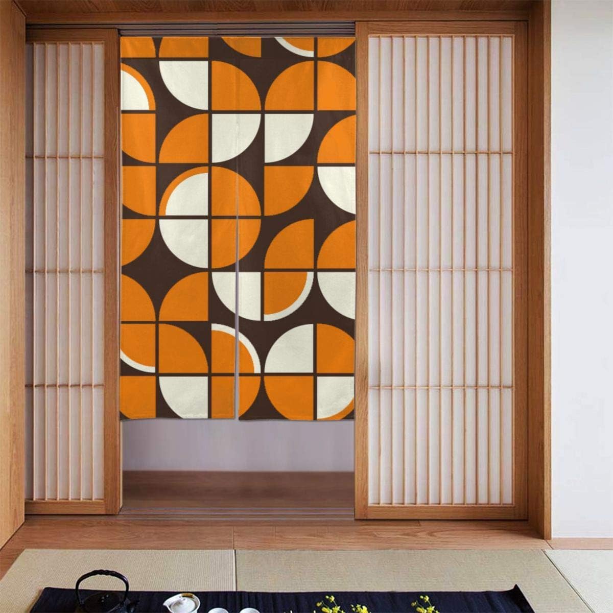 Amazon｜のれん カーテン ミッドセンチュリーモダンジオメトリック